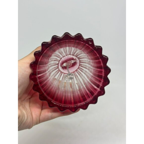 VTG Mikasa Pink Clear Ombre Ribbed Glass Bell 5.5" Wreath Handle Decorative - Picture 4 of 7